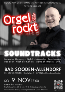 Orgel rockt Soundtracks am 9.11.25 um 17:00 in St. Crucis Bad Sooden-Allendorf