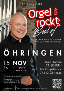 Best of Orgel rockt am 15.11.25 um 19:30 in St. Joseph Öhringen