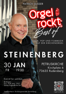 Best of Orgel rockt am 30.01.2026 um 19:00 in der Petruskirche in Rudersberg-Steinenberg
