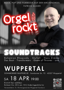 Orgel rockt Soundtracks am 18.4.2026 um 19:00 in der Hauptkirche Sonnborn in Wuppertal