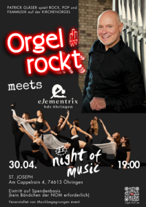 Orgel rockt meets elementrix (Special bei der Night of Music) am 30.04.26 um 19:00 in St. Joseph Öhringen